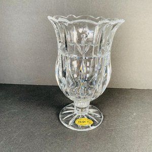 BLOCK Cut Crystal 24% Lead Candle Holder Vase with Sticker